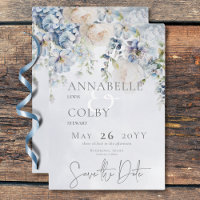 Casamento Floral Moderno Azul e Branco
