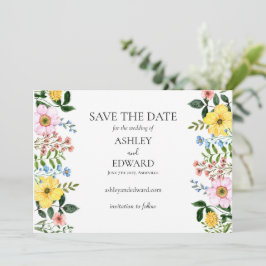 Reserve A Data Casamento Floral Moderno de Primavera com Amarelo