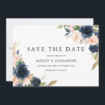 Reserve A Data Casamento Floral Moderno Elegante Azul Marinho e R<br><div class="desc">Casamento Floral Moderno Elegante Azul Marinho e Rosa Salve a Data 

Veja nossa loja para o convite correspondente,  RSVP e mais</div>