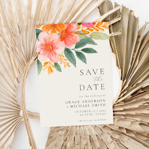 Reserve A Data Casamento Floral Moderno Elegante Bright