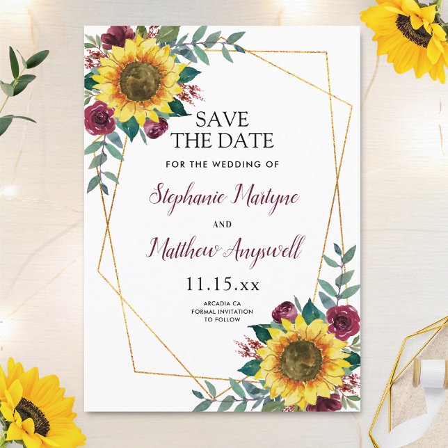 Reserve A Data Casamento Floral Moderno Rustic Sunflower (Criador carregado)