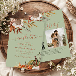 Reserve A Data Casamento floral moderno rústico em verde sage QR