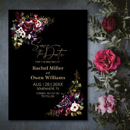 Reserve A Data Casamento Floral Negro Purple Burgundy Salve a Dat