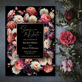 Reserve A Data Casamento Floral Negro Salve a Data