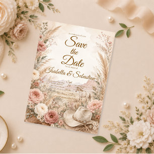 Reserve A Data Casamento Floral Ocidental Romântico