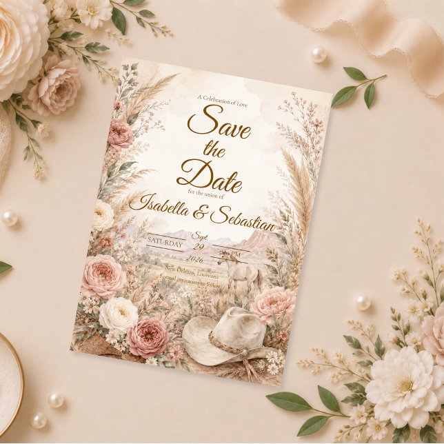 Reserve A Data Casamento Floral Ocidental Romântico (Criador carregado)