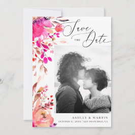 Reserve A Data Casamento floral, outono, cor-de-água rosa elegant