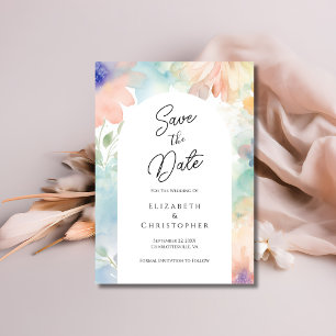 Reserve A Data Casamento Floral Pastel Aquarela Moderno Elegante