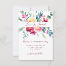 Casamento floral personalizado em aquarela rosa e