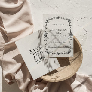 Reserve A Data Casamento Floral Preto e Branco com Estilo e Dinhe