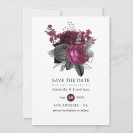 Reserve A Data Casamento Floral Preto e Prata Marsala