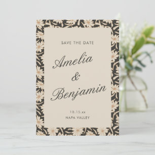 Reserve A Data Casamento Floral Preto Marfim Moody Script