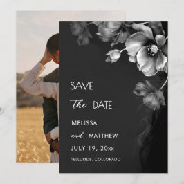 Reserve A Data Casamento Floral Preto Prata