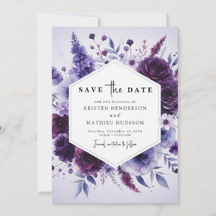 Reserve A Data Casamento Floral Purple de Campo Único