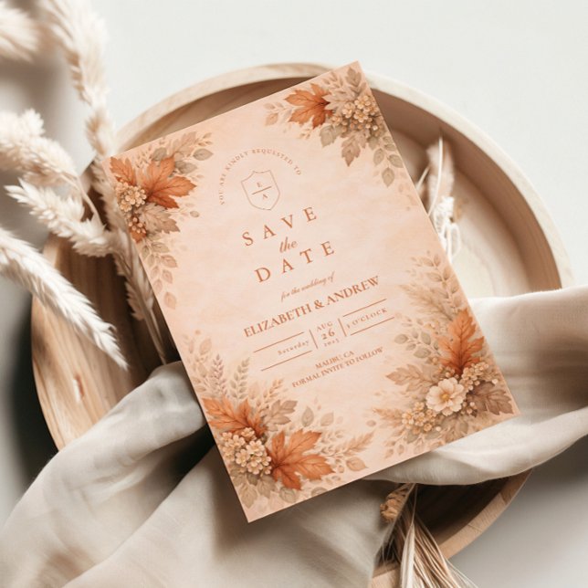 Reserve A Data Casamento Floral Quente de Outono (Criador carregado)