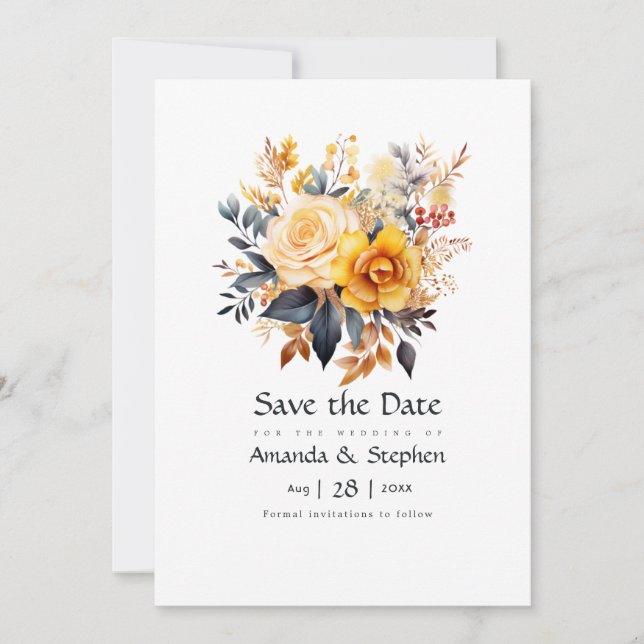 Reserve A Data Casamento Floral Relógio de Sol (Frente)