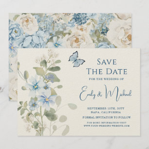 Reserve A Data Casamento Floral Romântico de Molas Azuis Azuis
