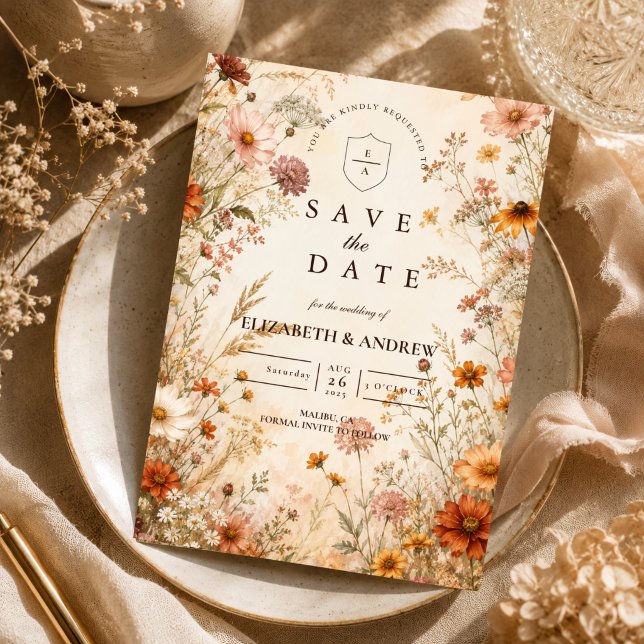 Reserve A Data Casamento Floral Romântico de Outono (Criador carregado)