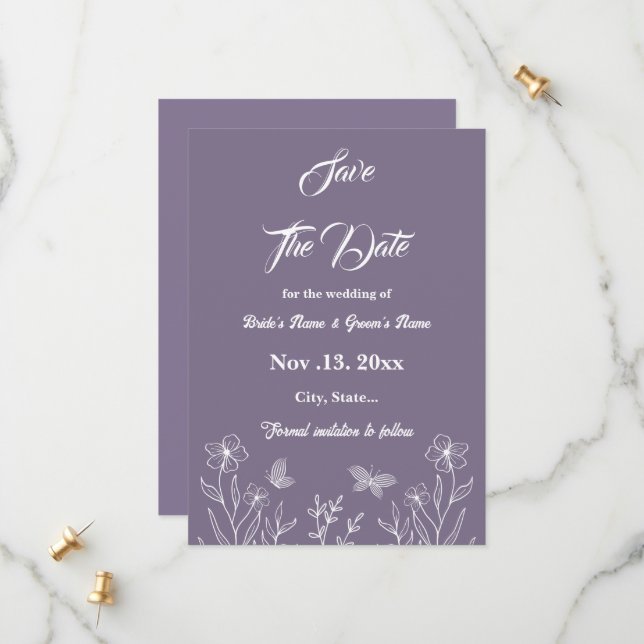 Reserve A Data Casamento floral romântico elegante (Frente/Verso In Situ)