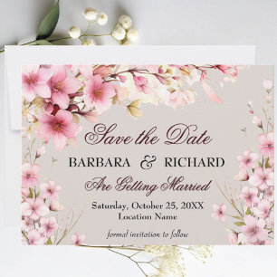 Reserve A Data Casamento Floral Romântico Elegante em Aquarela