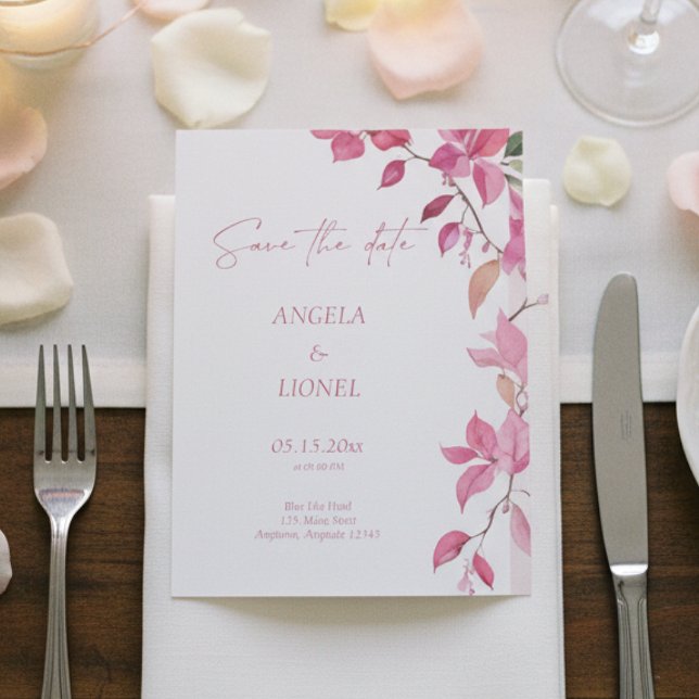Reserve A Data Casamento Floral Rosa  (Criador carregado)