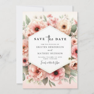 Reserve A Data Casamento Floral Rosa Amável e Russo