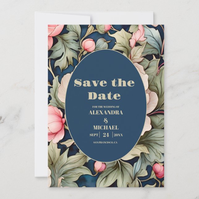 Reserve A Data Casamento Floral Rosa Aquarela (Frente)