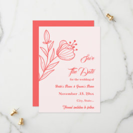 Reserve A Data Casamento floral rosa-coral elegante romântico