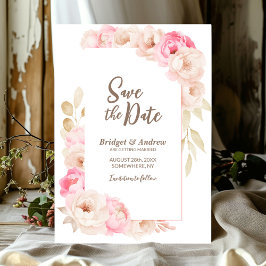 Reserve A Data Casamento Floral Rosa Elegante