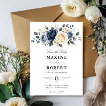 Casamento Floral Rosa Marfim e Azul Navy Empoeirad
