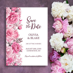 Reserve A Data Casamento Floral Rosa Pink