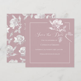 Reserve A Data Casamento Floral Rosa Po dusty Branco Moderno