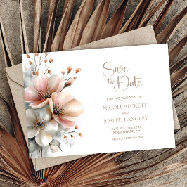 Reserve A Data Casamento Floral Rosa Rústico Salve a Data