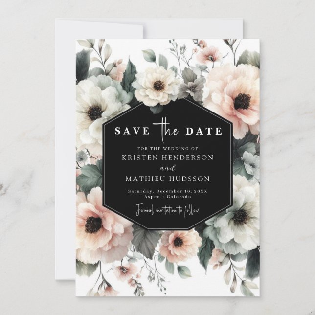 Reserve A Data Casamento Floral Rosa Simples (Frente)