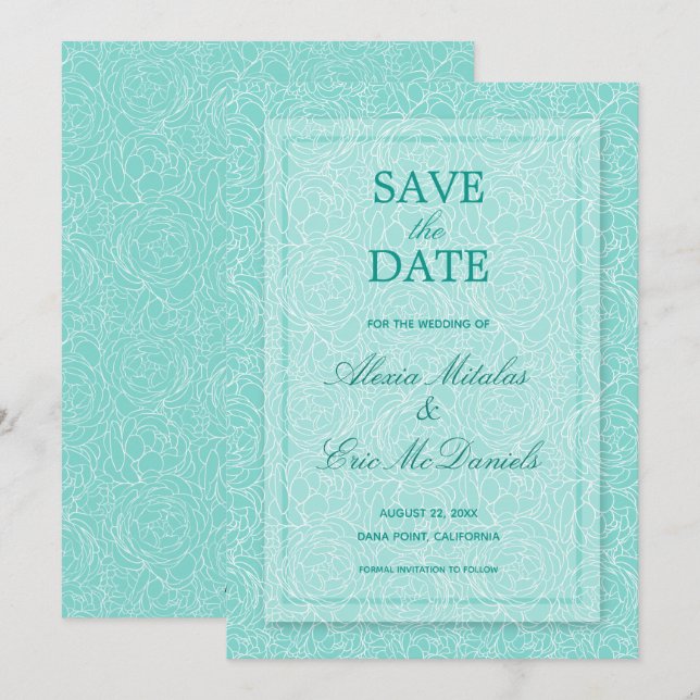 Reserve A Data Casamento Floral Rosa Simples Moderno (Frente/Verso)