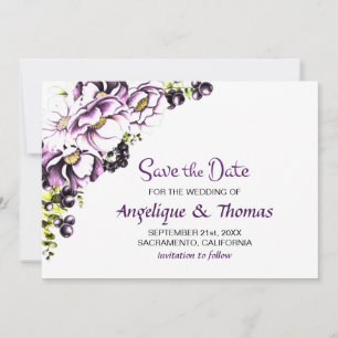 Reserve A Data Casamento Floral Roxo