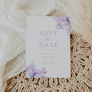 Reserve A Data Casamento Floral Roxo Aquarela