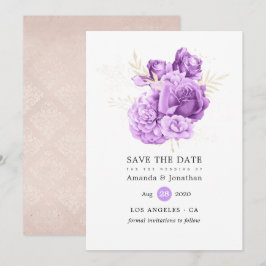 Reserve A Data Casamento Floral Roxo e Marfim