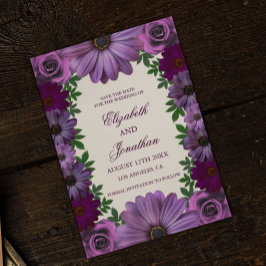Reserve A Data Casamento Floral Roxo Real