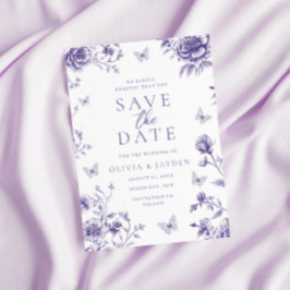 Reserve A Data Casamento Floral Roxo Vintage Encantado