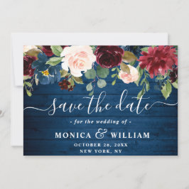 Reserve A Data Casamento Floral Russo Marinho Azul Blush
