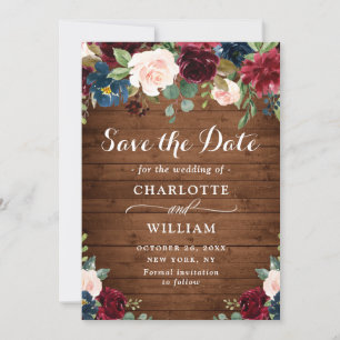 Reserve A Data Casamento Floral Russo Marinho Azul Blush