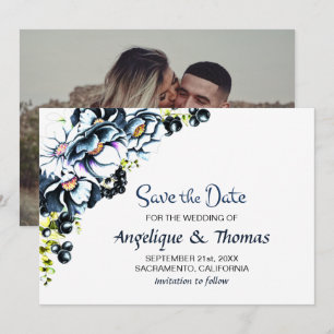 Reserve A Data Casamento Floral Rustic Blue