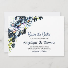 Reserve A Data Casamento Floral Rustic Blue