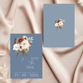 Reserve A Data Casamento Floral Rustic Blue Peach Salvar a Data