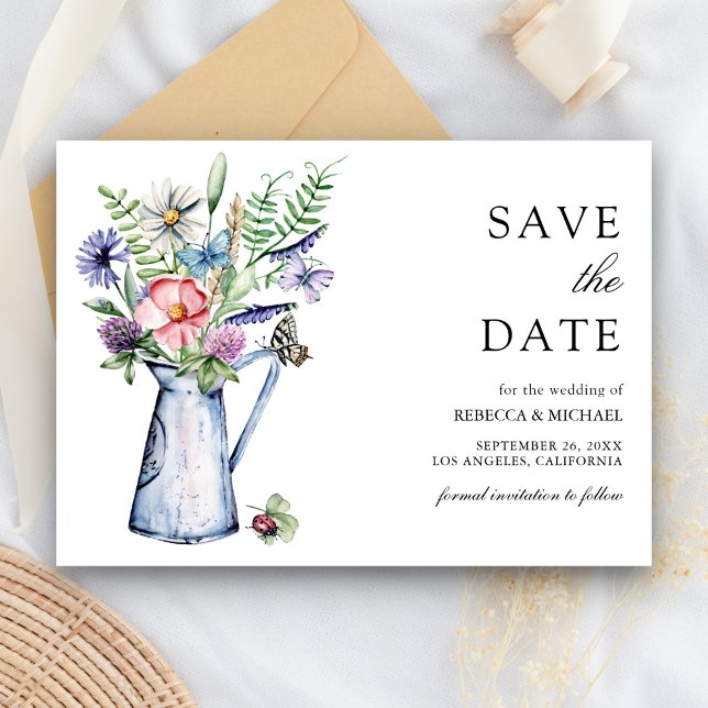 Reserve A Data Casamento Floral Rustic Boho Wildflower (Criador carregado)
