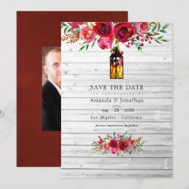 Reserve A Data Casamento Floral Rustic Burgundy e Pink Watercolor