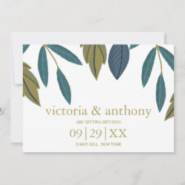 Reserve A Data Casamento Floral Rustic Leaf