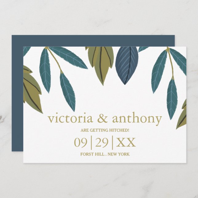 Reserve A Data Casamento Floral Rustic Leaf (Frente/Verso)