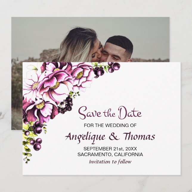 Reserve A Data Casamento Floral Rustic Pink (Frente/Verso)